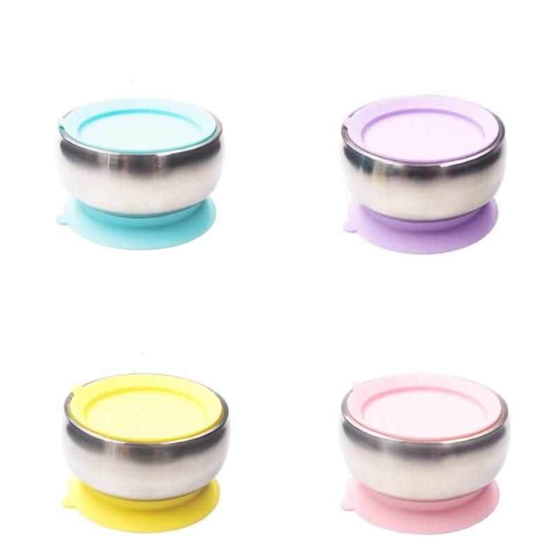 little.b Double-Layer 316 Stainless Steel Suction Bowl - Pink