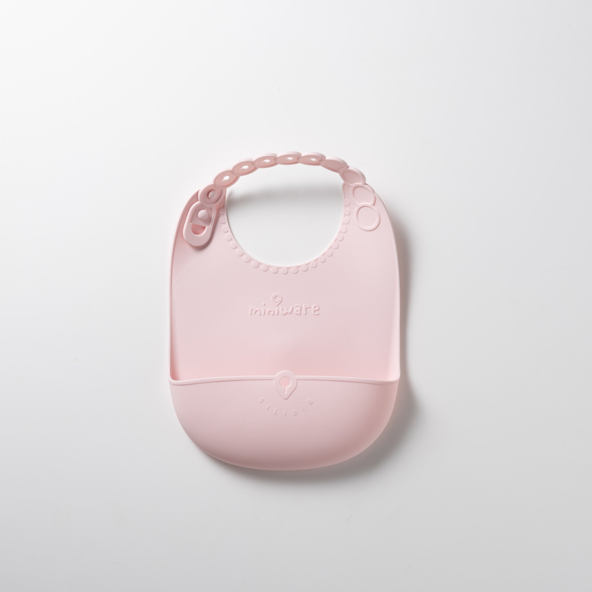 Miniware Roll & Lock bib (Set of 2) - Silicone Bib in Cotton Candy + Grey