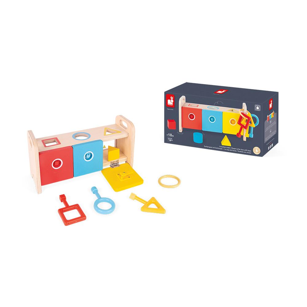 Janod Essentiel - Shape Sorter Box with Key