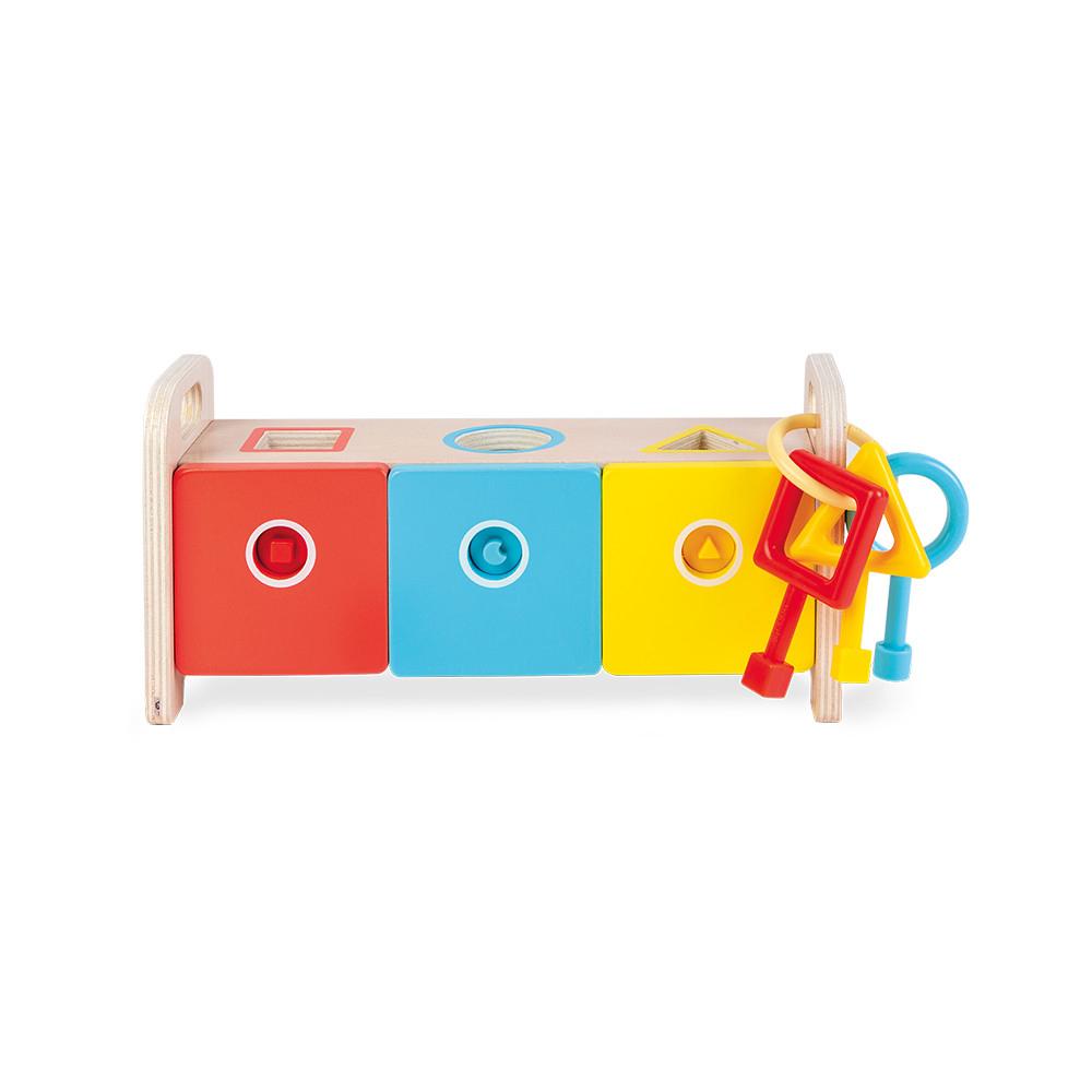 Janod Essentiel - Shape Sorter Box with Key