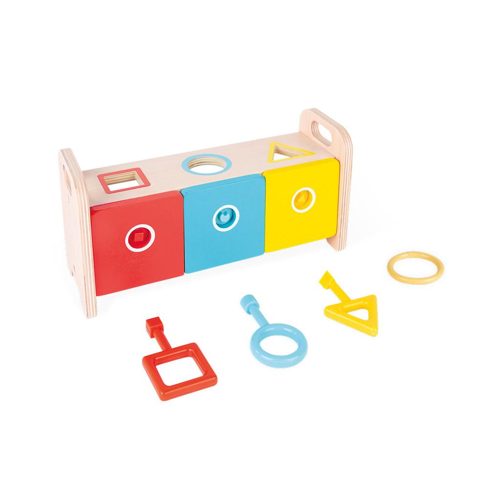 Janod Essentiel - Shape Sorter Box with Key