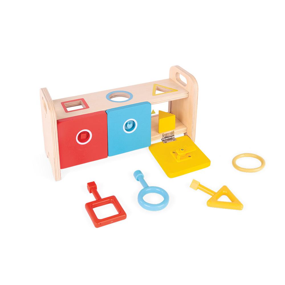 Janod Essentiel - Shape Sorter Box with Key